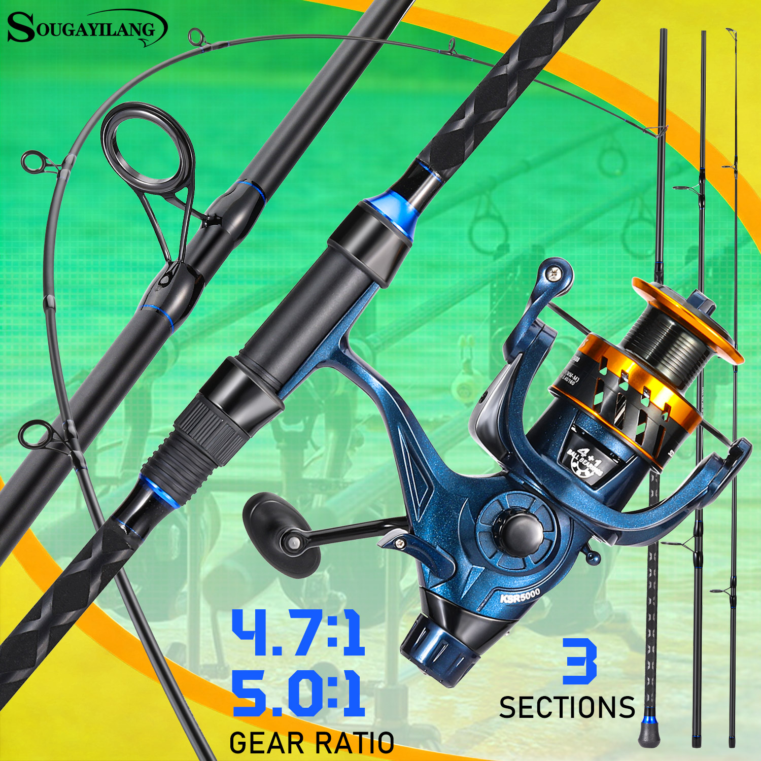 Sougayilang 3 Sections Surf Fi - đánh giá và giá Fishing Rod Carbon Fiber