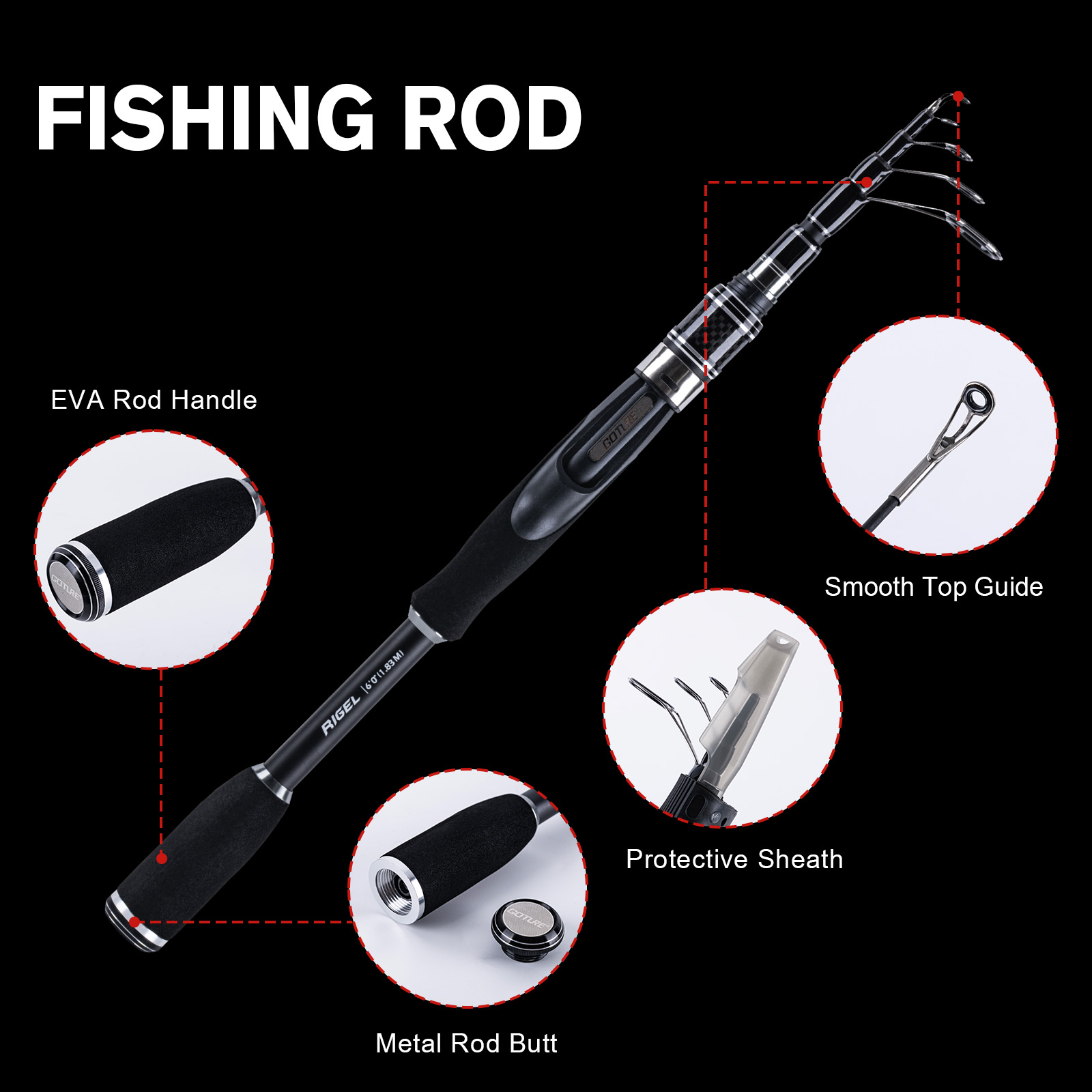 Goture RIGEL Telescopic Fishin - đánh giá và giá Fishing Rod Surf