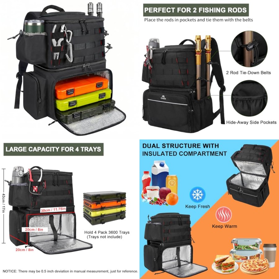 Fishing Backpack, Water Resist - đánh giá và giá Fishing Rod Holder